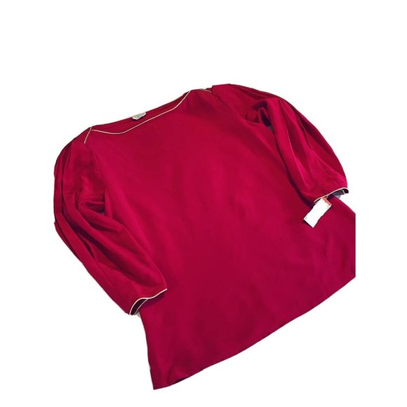 Vintage TAHARI Hot Pink & Gold  100% SILK Women Blouse Top Size 6 - Picture 3 of 11